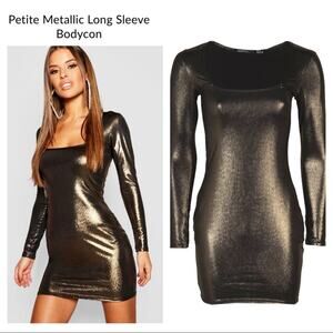 Knightcore Boohoo petite bronze metallic mini dress